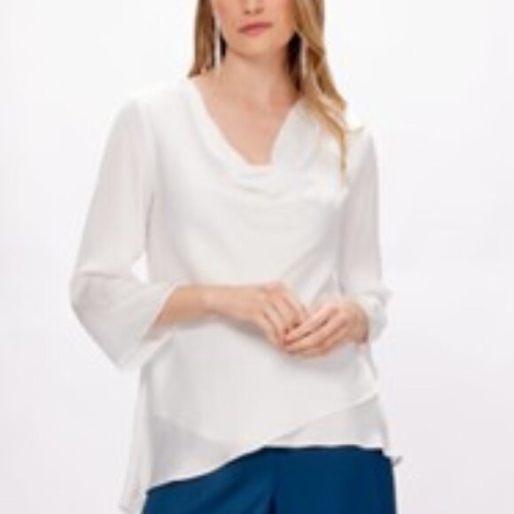 Joseph Ribkoff chic Cream off white Cowl Neck Blouse size 10 - Picture 1 of 16